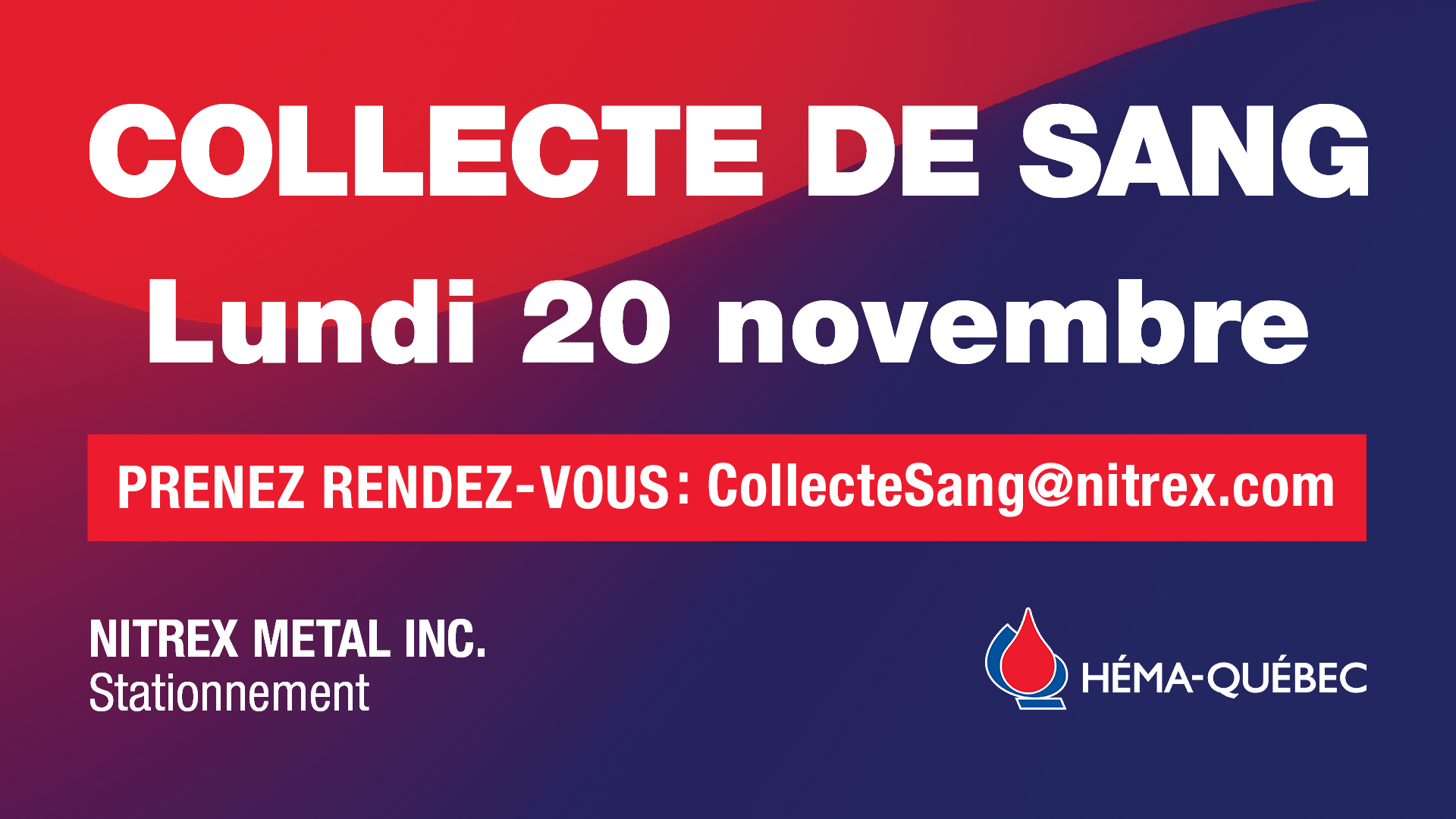 Rejoignez-nous pour Sauver des Vies : Notre Collecte de Sang de Novembre avec Héma-Québec